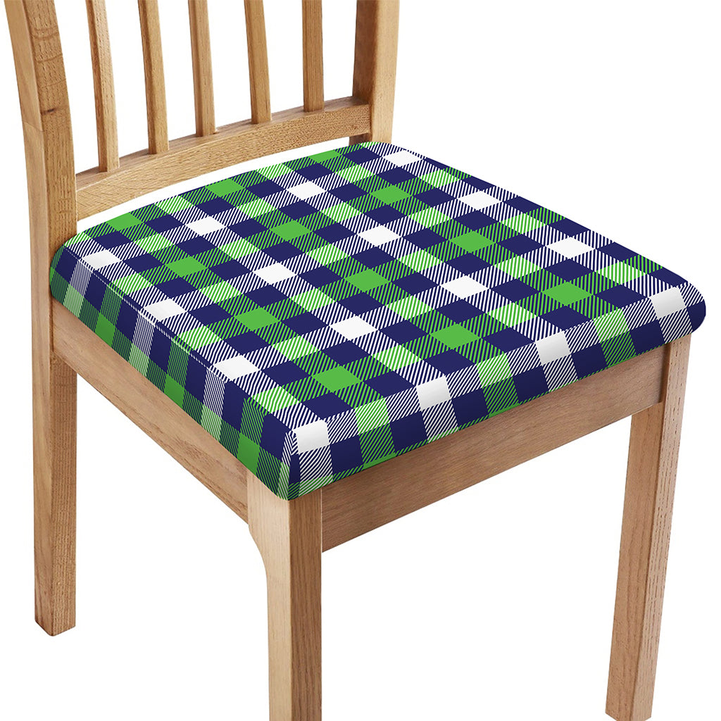 Green Blue And White Buffalo Plaid Print Chair Cushion Cover