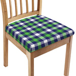 Green Blue And White Buffalo Plaid Print Chair Cushion Cover
