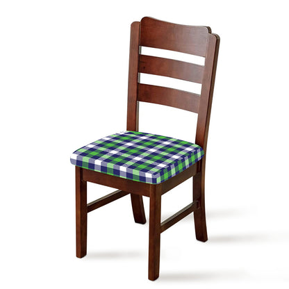 Green Blue And White Buffalo Plaid Print Chair Cushion Cover