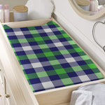 Green Blue And White Buffalo Plaid Print Changing Pad Cover