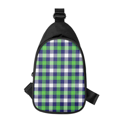 Green Blue And White Buffalo Plaid Print Chest Bag