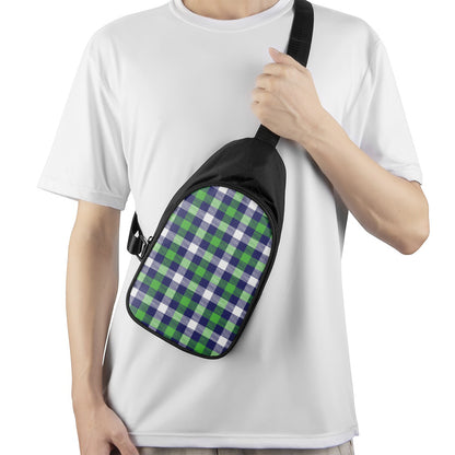 Green Blue And White Buffalo Plaid Print Chest Bag