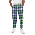 Green Blue And White Buffalo Plaid Print Cotton Sweatpants