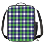 Green Blue And White Buffalo Plaid Print Crossbody Lunch Bag