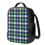Green Blue And White Buffalo Plaid Print Crossbody Lunch Bag
