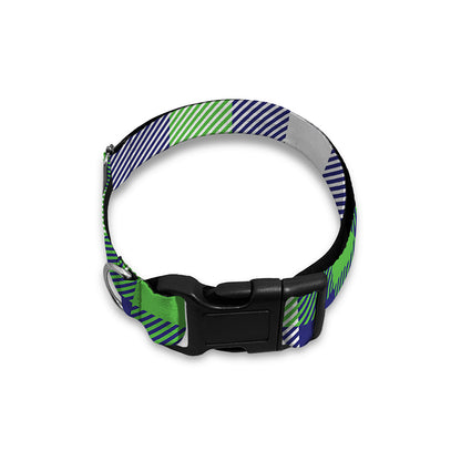 Green Blue And White Buffalo Plaid Print Dog Collar