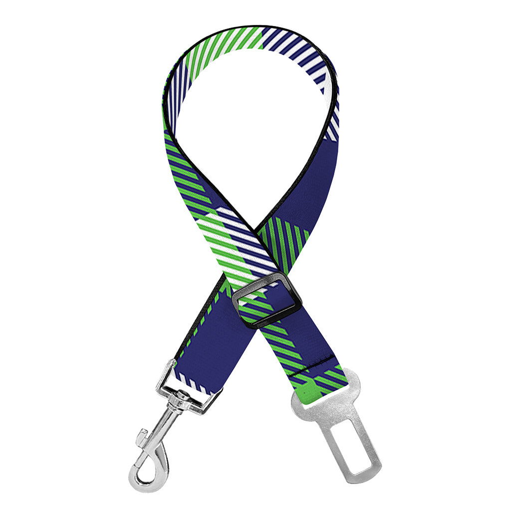 Green Blue And White Buffalo Plaid Print Dog Seat Belt