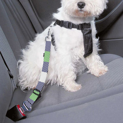 Green Blue And White Buffalo Plaid Print Dog Seat Belt