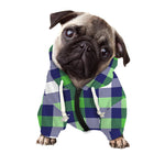 Green Blue And White Buffalo Plaid Print Dog Zip Up Hoodie