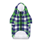 Green Blue And White Buffalo Plaid Print Dog Zip Up Hoodie