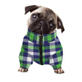 Green Blue And White Buffalo Plaid Print Dog Zip Up Jacket
