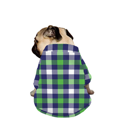 Green Blue And White Buffalo Plaid Print Dog Zip Up Jacket