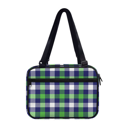 Green Blue And White Buffalo Plaid Print Double Strap Bible Bag
