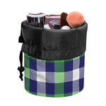 Green Blue And White Buffalo Plaid Print Drawstring Makeup Bag