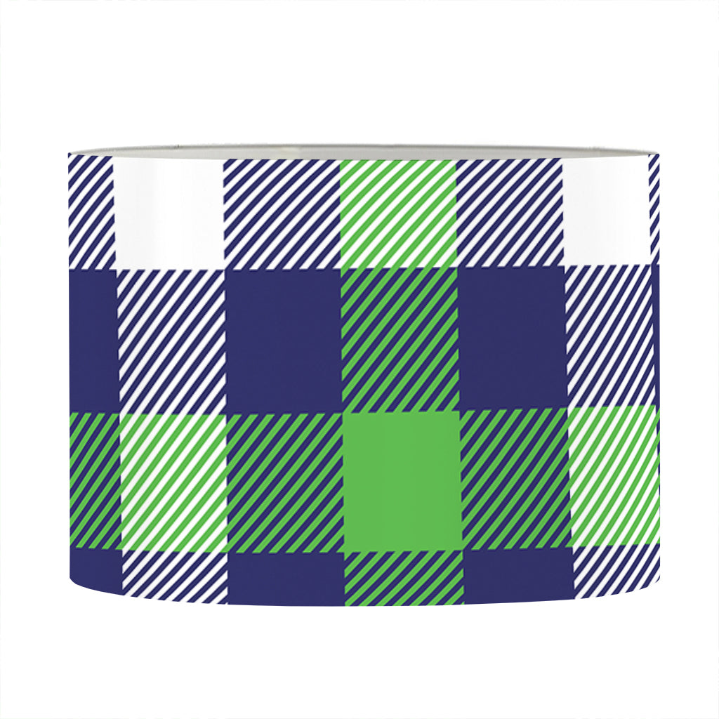 Green Blue And White Buffalo Plaid Print Drum Lamp Shade
