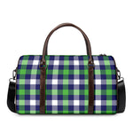 Green Blue And White Buffalo Plaid Print Duffle Bag