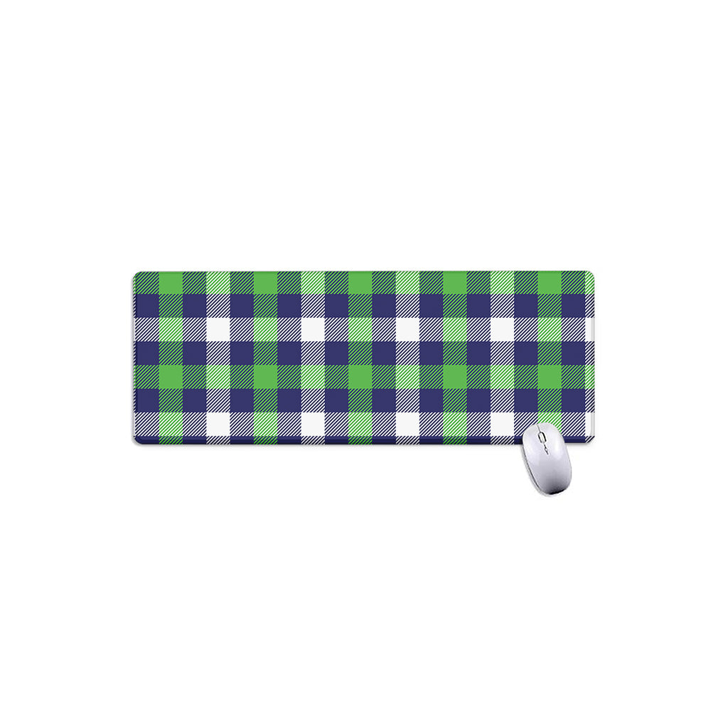 Green Blue And White Buffalo Plaid Print Extended Mouse Pad