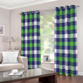Green Blue And White Buffalo Plaid Print Extra Wide Grommet Curtains