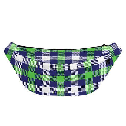 Green Blue And White Buffalo Plaid Print Fanny Pack