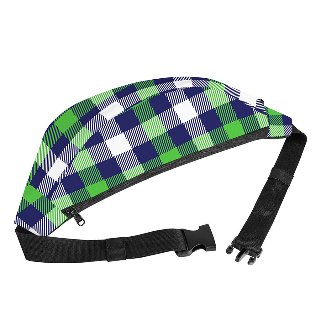 Green Blue And White Buffalo Plaid Print Fanny Pack