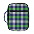 Green Blue And White Buffalo Plaid Print Front Pocket Bible Bag