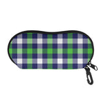 Green Blue And White Buffalo Plaid Print Glasses Case