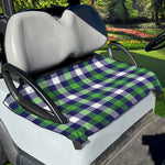 Green Blue And White Buffalo Plaid Print Golf Cart Seat Cover