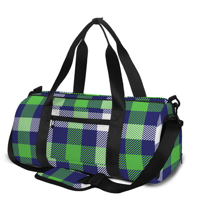 Green Blue And White Buffalo Plaid Print Gym Bag