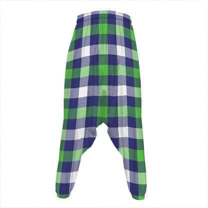 Green Blue And White Buffalo Plaid Print Hammer Pants