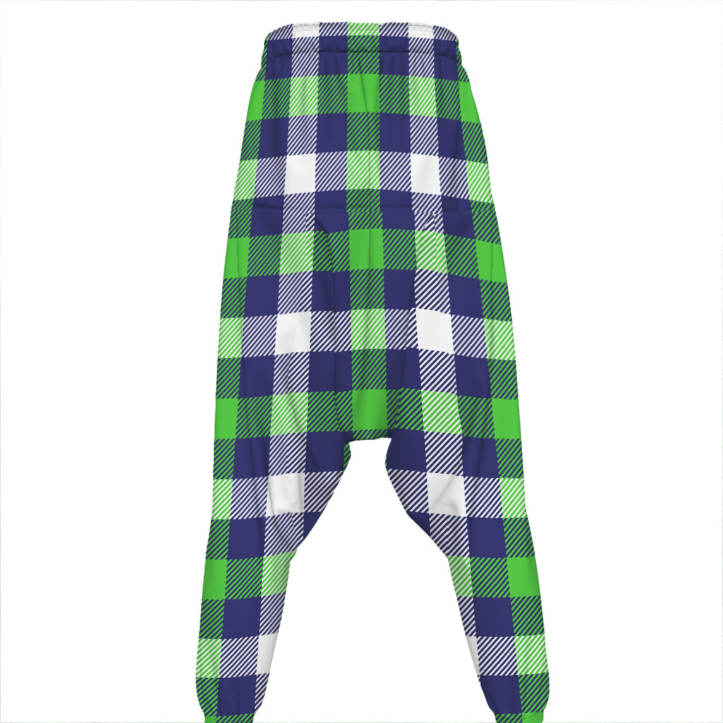 Green Blue And White Buffalo Plaid Print Hammer Pants