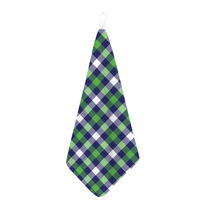 Green Blue And White Buffalo Plaid Print Hand Towel