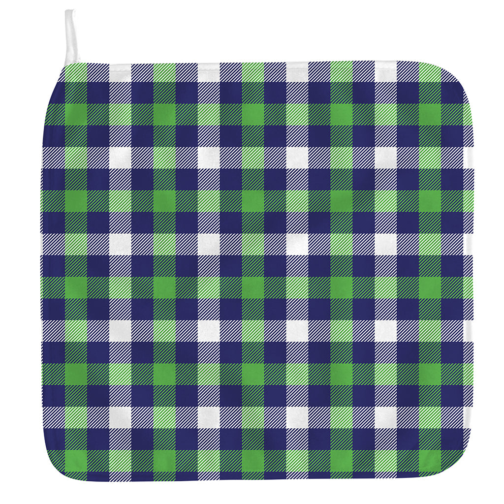 Green Blue And White Buffalo Plaid Print Hand Towel