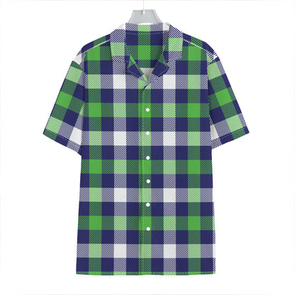 Green Blue And White Buffalo Plaid Print Hawaiian Shirt