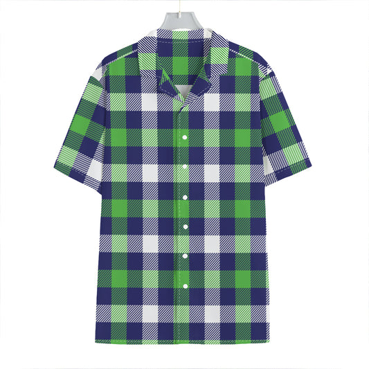 Green Blue And White Buffalo Plaid Print Hawaiian Shirt