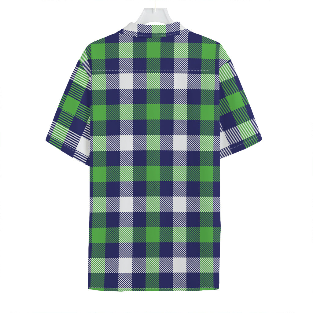 Green Blue And White Buffalo Plaid Print Hawaiian Shirt