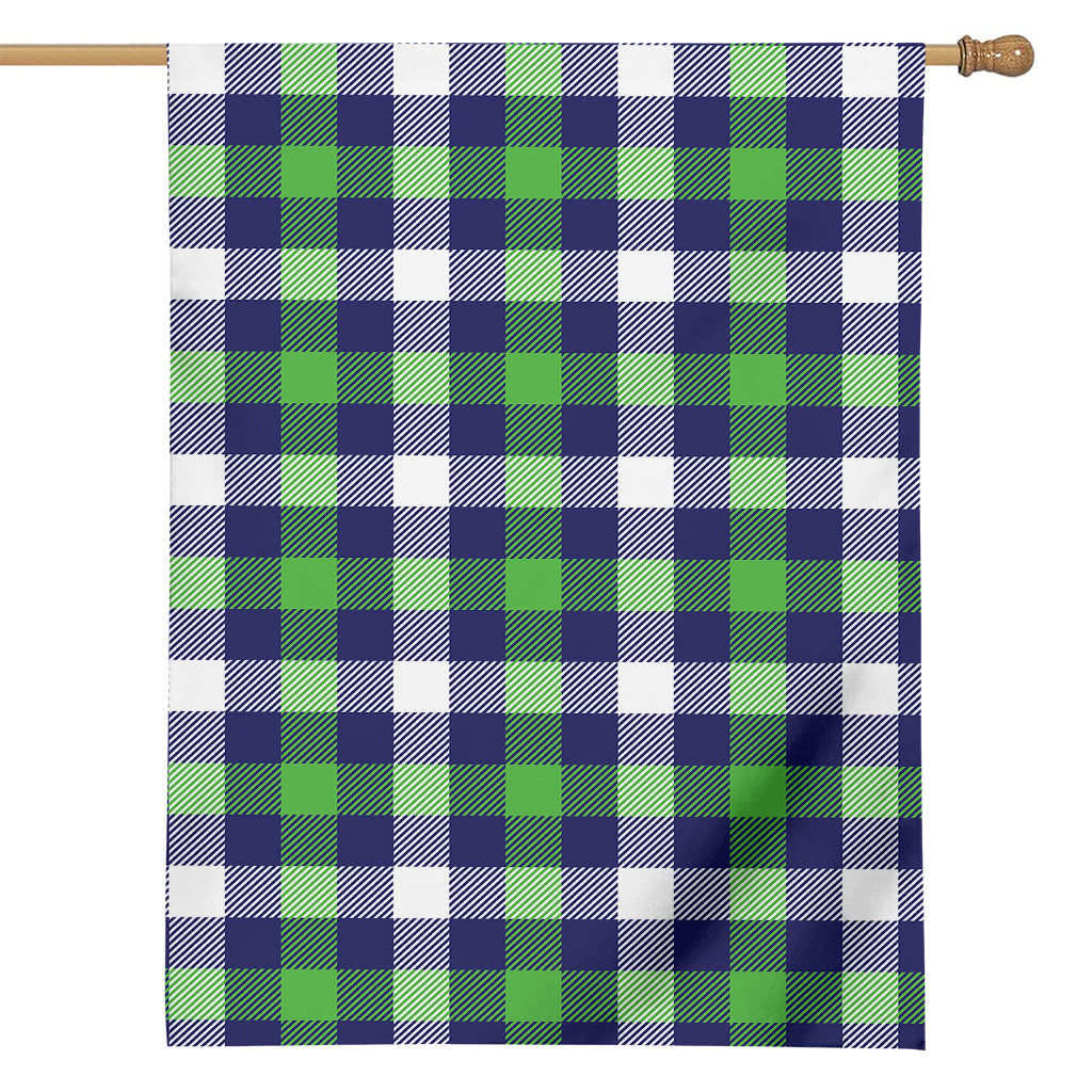 Green Blue And White Buffalo Plaid Print House Flag