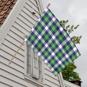 Green Blue And White Buffalo Plaid Print House Flag
