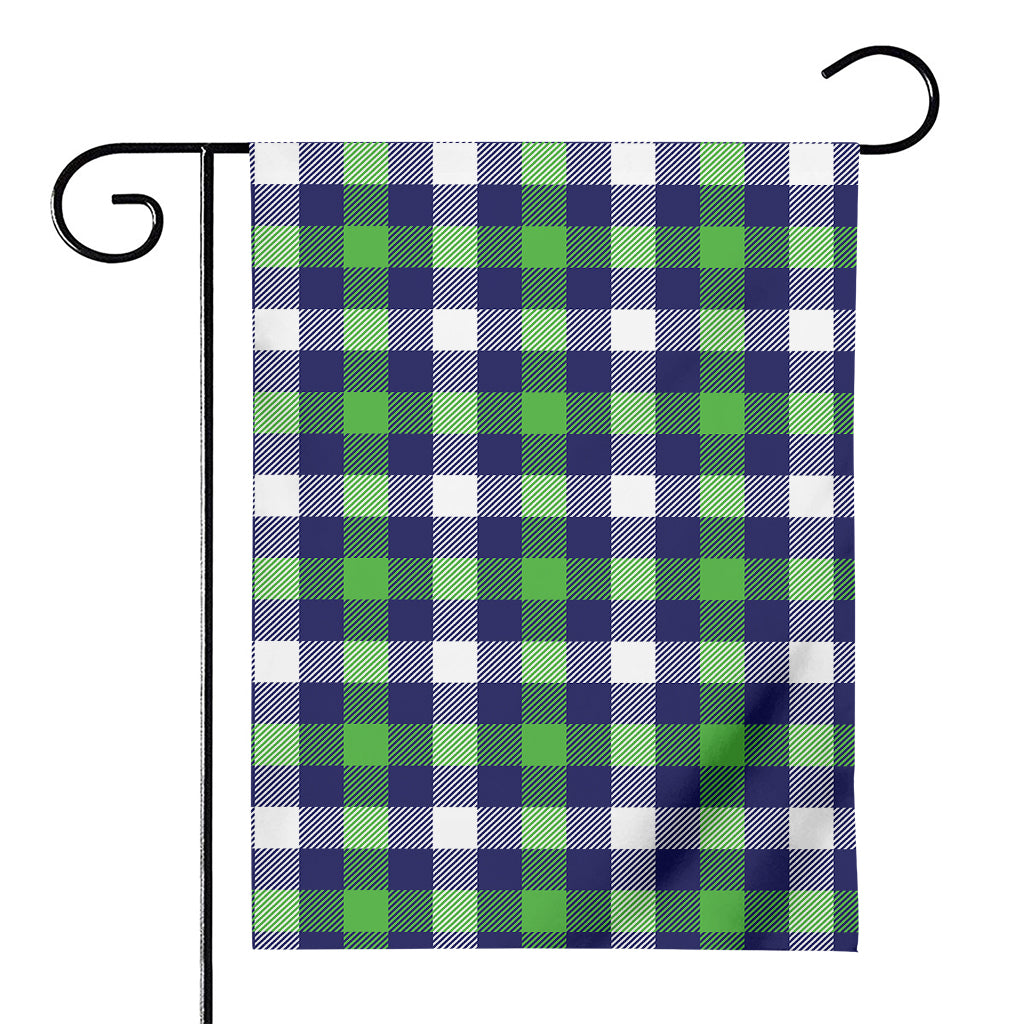 Green Blue And White Buffalo Plaid Print House Flag