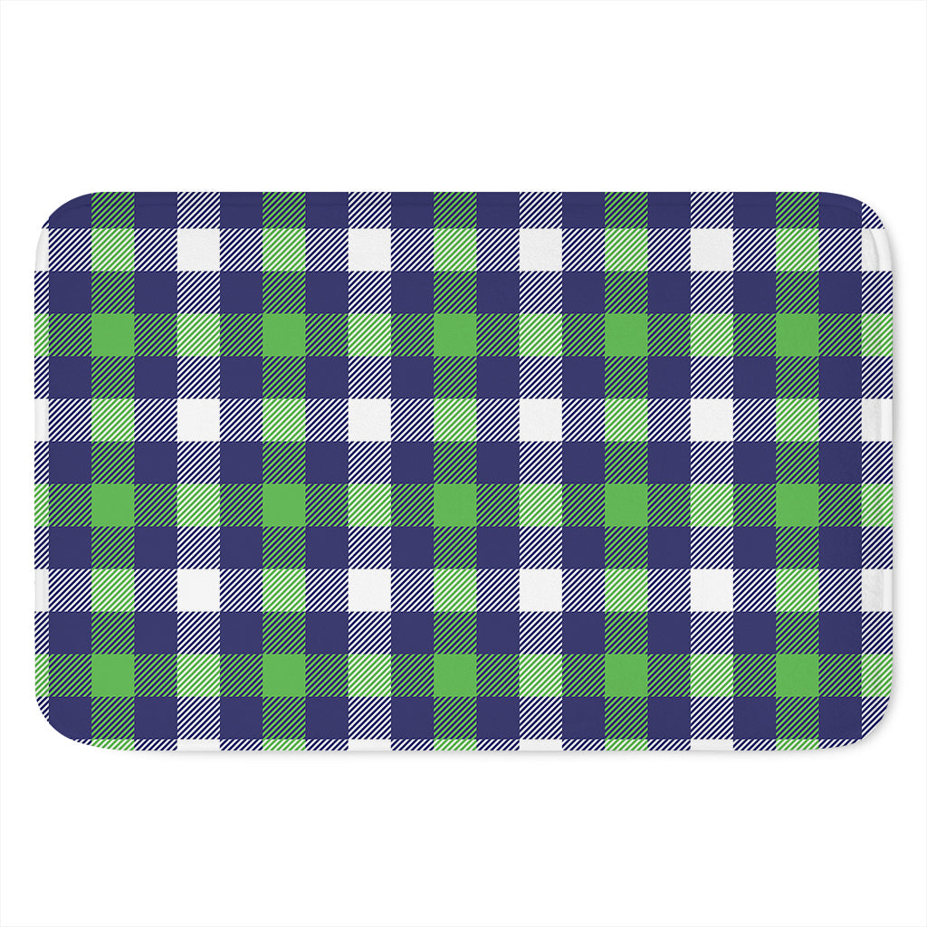 Green Blue And White Buffalo Plaid Print Indoor Door Mat