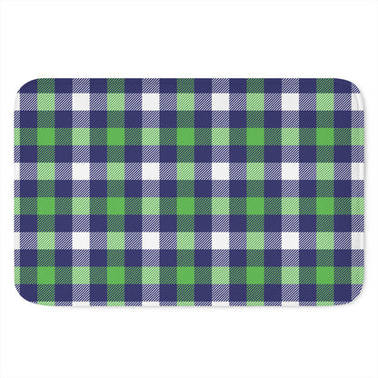 Green Blue And White Buffalo Plaid Print Indoor Door Mat