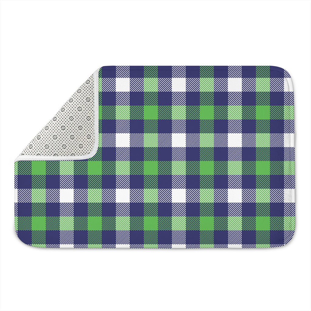 Green Blue And White Buffalo Plaid Print Indoor Door Mat