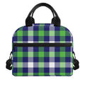 Green Blue And White Buffalo Plaid Print Insulated Lunch Bag