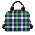 Green Blue And White Buffalo Plaid Print Insulated Lunch Bag
