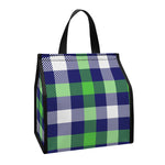 Green Blue And White Buffalo Plaid Print Insulated Lunch Tote