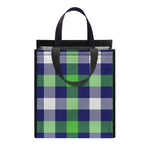 Green Blue And White Buffalo Plaid Print Insulated Lunch Tote