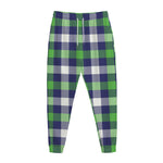 Green Blue And White Buffalo Plaid Print Jogger Pants