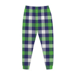 Green Blue And White Buffalo Plaid Print Jogger Pants
