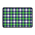 Green Blue And White Buffalo Plaid Print Kitchen Mat