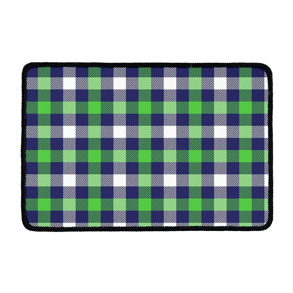 Green Blue And White Buffalo Plaid Print Kitchen Mat