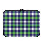 Green Blue And White Buffalo Plaid Print Laptop Sleeve